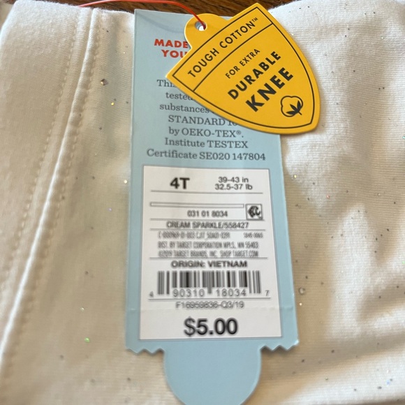 Cat & Jack cream glitter leggings-size 4T NWT - Picture 3 of 3